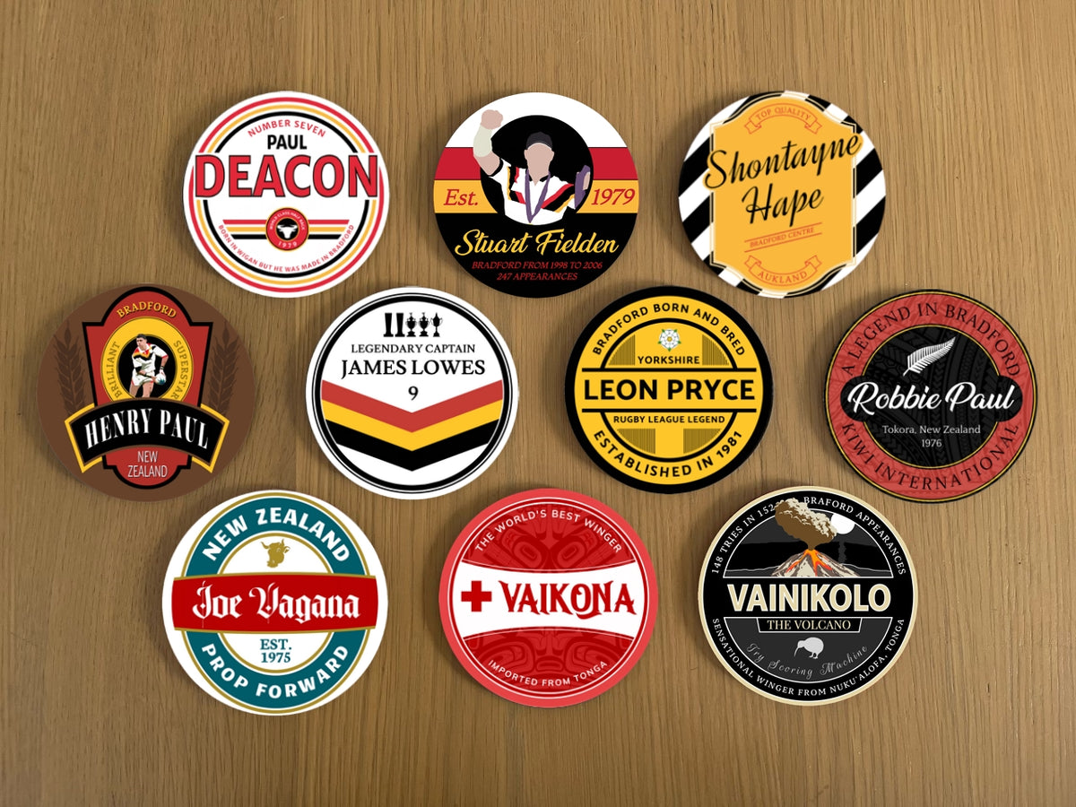 Bradford Bulls Legends Coasters Pack of 10 or Individual Coasters