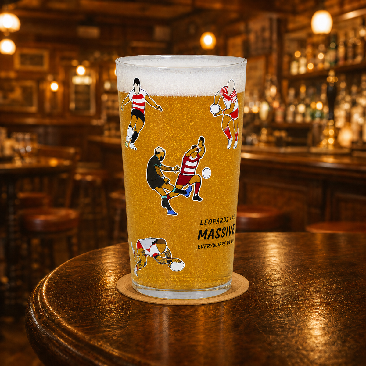Leigh Leopards Pint Glass